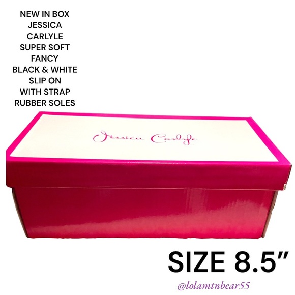 NEW IN BOX JESSICA CARLYLE SUPER SOFT FANCY BLK/WHITE SLIP ON SLING BACK SHOES - Picture 14 of 16